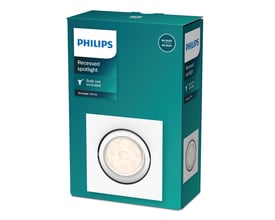 Philips Lighting Donegal firkantet indbygningsspot i hvid syntetisk materiale til GU10 pære, lyskilde medfølger ikke.