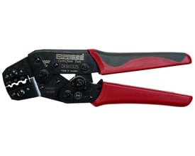 Nærbillede af Elpress DKB0325 pressetang, der viser de tydeligt markerede pressepositioner og det sorte, solide håndtag med røde indsatser.