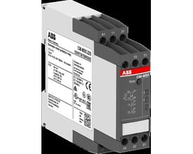 Nærbillede af ABB termistorrelæ CM-MSS 22S, der viser mærkning, terminaler og reset-knap, ideel til motorbeskyttelse.