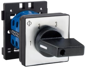 Kraus & Naimer omskifter CA10.A230.VE med 1-polet 20A konfiguration og G251 standardgreb på hvid baggrund.