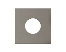 Grohe roset i børstet hard graphite messing, 70x70x2mm, med centreret cirkulært hul til slangeudtag.