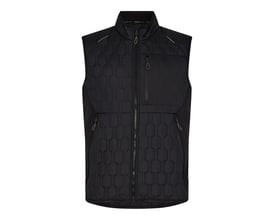 Engel 5370-604 vest i sort, størrelse 2XL, med quiltede paneler foran og glatte sorte sidepaneler.