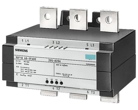 Siemens 3UF18 68-3FA00 strømtrafo til Simocode, 820A mærkestrøm og 1A sekundær strøm, med terminaler mærket 1-6.
