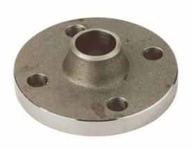 Nærbillede af en Indura stålflange, der viser den glatte overflade og den koniske svejsning på indersiden af røret.