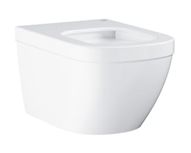 Grohe Euro væghængt toiletskål i hvid sanitetsporcelæn, vist uden skyllekant og med ren, kompakt design.