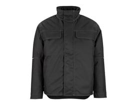 Mascot Flint vinterjakke i sort, størrelse L, præsenteret frontalt på hvid baggrund med synlige syninger.