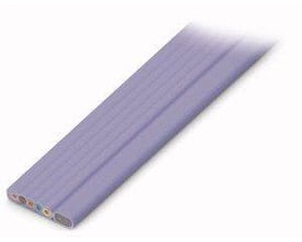 Wago WINSTA fladkabel i lilla, viser flere parallelle ledere indeni, klar til fleksibel installation.