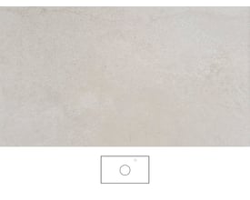 Svedbergs Jura bordplade i beige, 81 x 46 cm, vist med den lyse overflade og en skematisk tegning af udskæringerne.