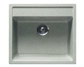 Intra Juvel Granite Nemo N100 køkkenvask i alpina hvid, firkantet komposit design med plads til armatur og løft-op-ventil.