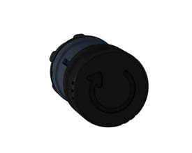 Schneider Electric Harmony Style 5 sort paddetryk med tryk-drej funktion og cirkulært pil-symbol på Ø30 mm flade.