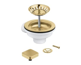 Grohe bundventil til 1-kumme vaske med excenterbetjening, børstet Cool Sunrise finish. Inkluderer si, dæksel og skrue.