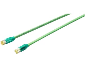 Siemens SIMATIC NET industriel ethernet TP ledning med grøn kabel og RJ45 stik i grøn, KAT 6A og 35 meter længde.