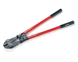 Ridgid boltsaks S18 på 485 mm med røde håndtag og sorte greb, ideel til jern og stål.