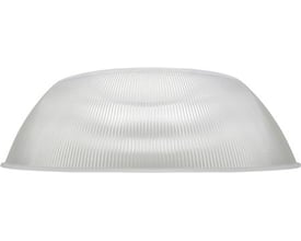 Nordtronic ECOtech highbay reflektor i klar polycarbonat med prismatisk afskærmning, diameter 368 mm.