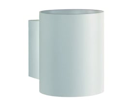 SpectrumLED G9 SQUALLA væglampe i hvid med cylindrisk skærm og rektangulær vægplade.