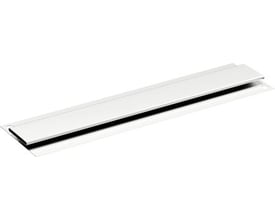 Schneider Electric lågsamling på 150mm bredde, varmgalvaniseret, viser den slanke profil og samlefunktion på hvid baggrund.