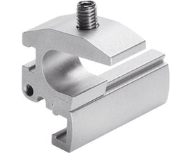 Festo monteringsbeslag SMBZ-8-32/100 i anodiseret støbt aluminiumlegering, vist med en skrue i toppen.
