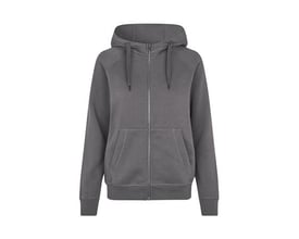 ID Identity hættecardigan til damer i silver grey, størrelse 2XL, med gennemgående lynlås og kængurulomme.