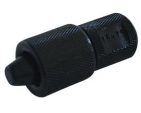 Georg Fischer kalibreringsværktøj til 12mm kobberrør, vist med vendbar spids til indvendig og udvendig kalibrering, sort metal.