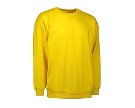 ID Identity GAME sweatshirt i klar gul farve, str. S, med rund hals og ribkanter ved ærmer og bund.