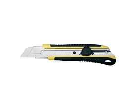 Tajima Assist kniv med 25 mm blad, skruelås og sort/gul gummigreb, der giver et sikkert greb.