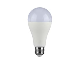 V-TAC Samsung Chip pære 15W med E27 fatning, 4000K neutral hvid og 1521 lumen, fremstillet i hvid termoplast.
