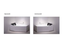 MaXXwells FIRENZE asymmetrisk hjørnebadekar i hvid sanitetsakryl, 1710x1150/620 mm, vist som venstrevendt model.