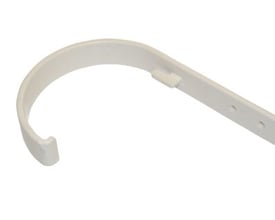 Plastmo rendejern nr. 11 til tagrender i hvid plast med nærbillede af krogens form.