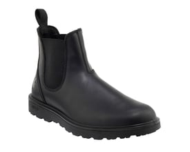 Carhartt Greenfields 2 Chelsea-støvle i sort, str. 45, med elastiske sidepaneler og grovmønstret sål.