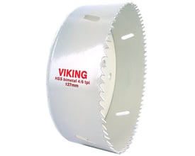 Viking HSS bimetal hulsav med 127mm hul diameter og variabel fortanding på hvid baggrund.
