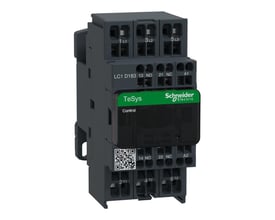 Schneider Electric TeSys D kontaktor, 18A, 3-polet med 1NO+1NC hjælpekontakter og 115V AC spole, vist på en neutral baggrund.