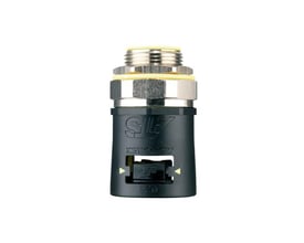 Thomas & Betts Adaptalok ATS kabelføringsfitting på 54 mm med M50-gevind, sort hus og synlige gule tætninger.