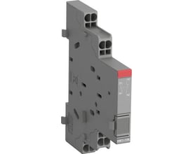 ABB hjælpekontakt HK1-11K med 1NO+1NC kontakter og push-in tilslutning, vist monteret på din-skinne.