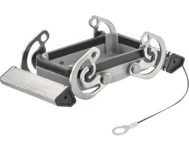 Weidmüller dæksel med pakning, størrelse 4/10B, med 2 bøjler og en fastgørelseswire, designet til HDC industristik.