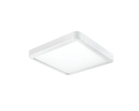 SG Armaturen Sense Surface, et tyndt hvidt LED-armatur på 370x370mm med 3000K lysfarve, vist fra siden med lys diffusor.