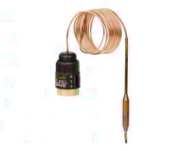 Danfoss QT føler til DN 10-20 ventiler, viser temperaturområdet 45-60 grader og 200 cm impulsledning.