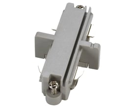 SLV grå 1-faset samlestykke til påbygningsskinne i polycarbonat med skruer til montering.