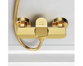 AM.PM X-Joy brusearmatur i blank guld messing med 1-grebs betjening og termostat, 150 mm centerafstand.