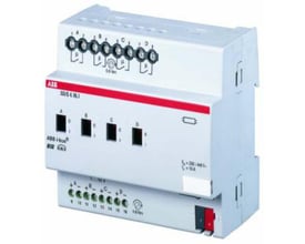 ABB KNX kontakt-/dæmpningsmodul, 4-kanal, model SD/S 4.16.1, med 16A relæer og 1-10V interface.