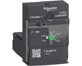 Schneider Electric TeSys Model U strømmodul LUCB1XFU i grå plast med justeringsknapper til strøm og klassificering Class 10.