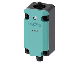 Siemens Sirius basisenhed med metalkapsling, 40 mm, M12 stik og to lysdioder i gul og grøn.