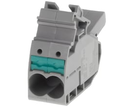 Siemens 1-polet udtagsklemme i grå med snap-on tilslutning, designet til 10 mm2 og kompatibel med 50-150 mm2 iPo stikklemmer.
