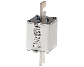 Siemens SITOR sikring NH3 med 630A mærkestrøm og gR klassificering, fremstillet i Tyskland.