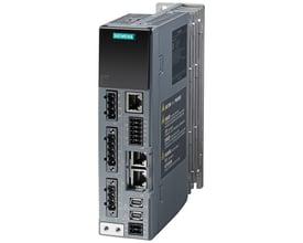 Siemens SINAMICS S210 frekvensomformer med en 200-240 V indgang, IP20, ramme A og forskellige tilslutningsporte som Ethernet og USB.