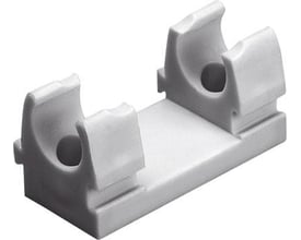 Festo Holder GR-H-QS-6-8 i lys grå plast, designet til montering af envejs flowkontrolventiler med skruer.