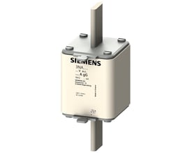 Siemens LV HRC sikringselement 3NA3 i størrelse NH2, 400A og 500V, med frontindikator og grebsko.