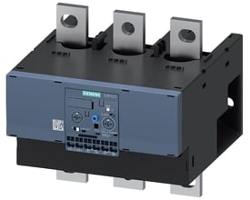 Siemens Sirius overbelastningsrelæ 3RB21, 55-250A, klasse 5-30, med justeringsknapper til strøm og udløserklasse.