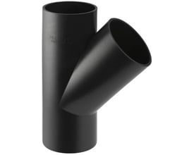 Geberit sort grenrør i PEH materiale med 45 graders vinkel, 110x63 mm dimensioner. Ideel til afløbsinstallationer.
