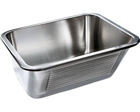 Ifö vaskekar CT 50 i rustfrit stål med kugleventil, 500x240x450 mm, med ribbet side og blank finish.