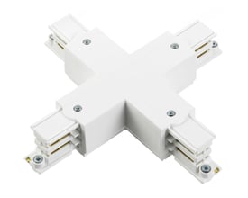 GLOBAL trac pro® X-stykke (XTS38) i hvid, 3-faset til strømskinner med fire tilslutningspunkter.